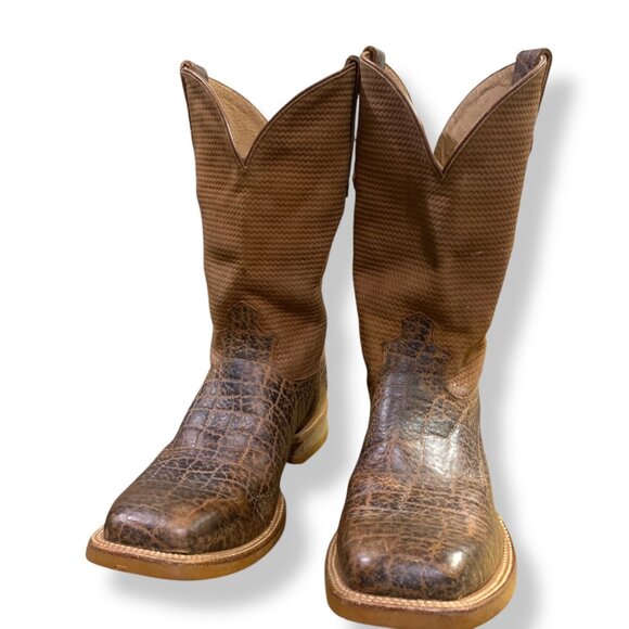 Twisted X Men’s Work Boot Cognac Elephant Print Steel Toe 10 EE Durable Western - Picture 3 of 10